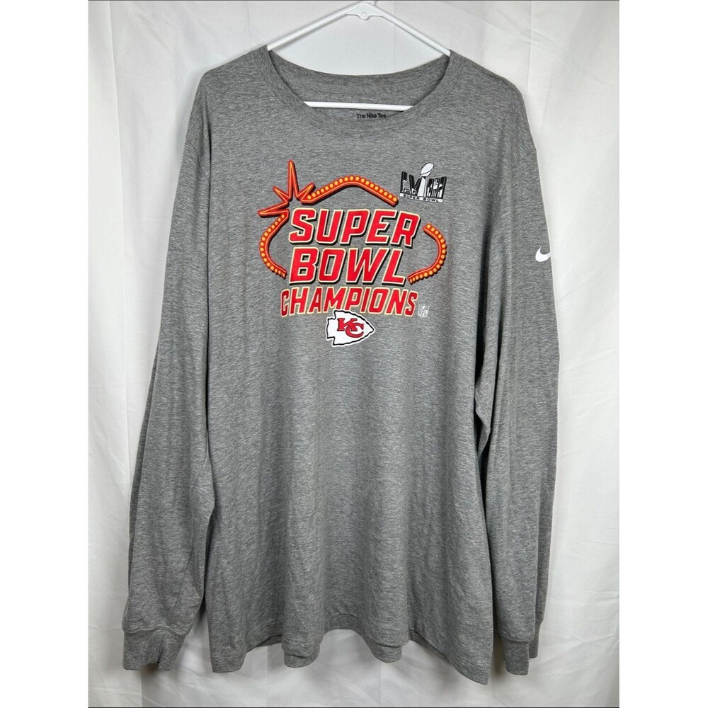Nike Kansas City Chiefs Super Bowl LVIII Champions Tee Men’s XXL Grey